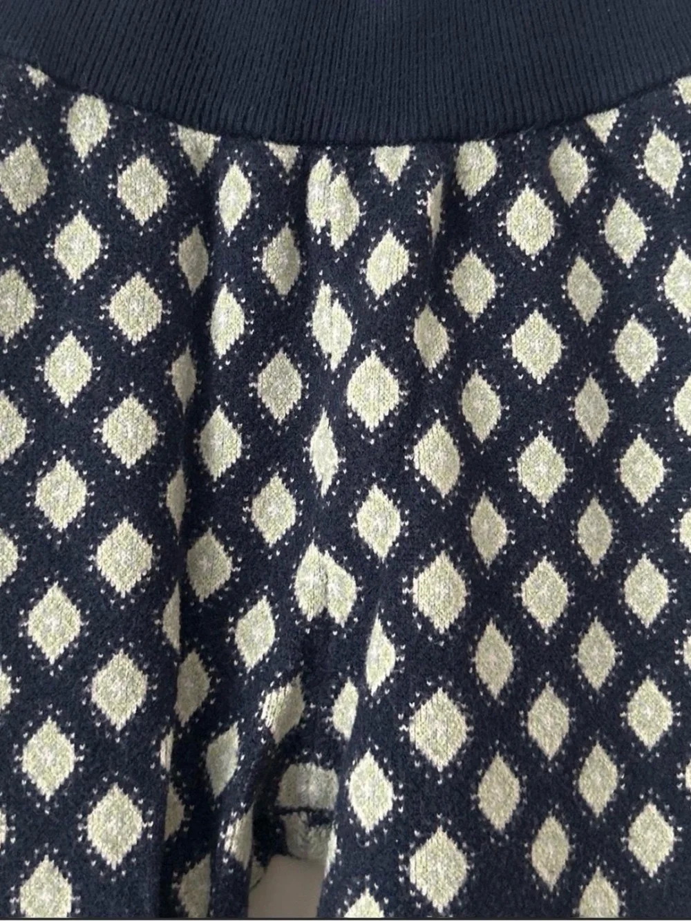 Free People Navy and Light Blue Patterned Knit Leggings